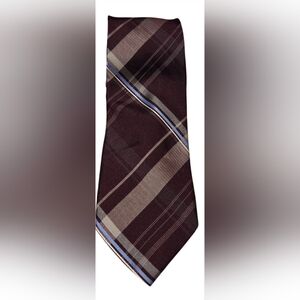 Michael Kors Silk Plaid Tie Burgundy Purple Blue Men's Classic Necktie